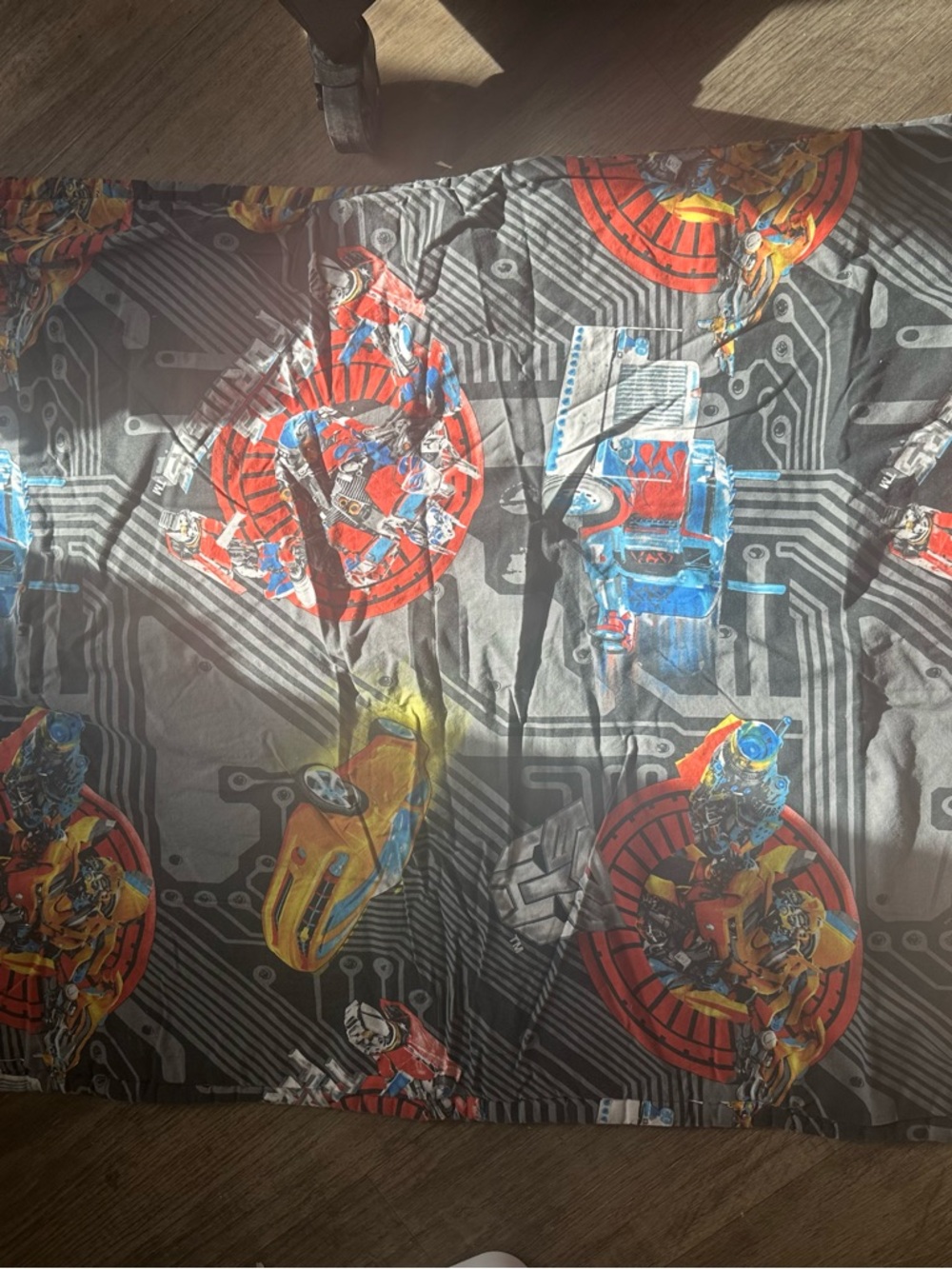Transformers Graphic Bedding / Quilt - Gray with Red, Blue, Yellow